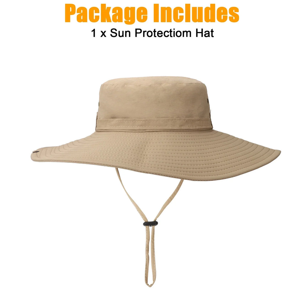 Men Women Wide Brim Sun Hat UV Protection Bucket Cap for Fishing Hiking Garden