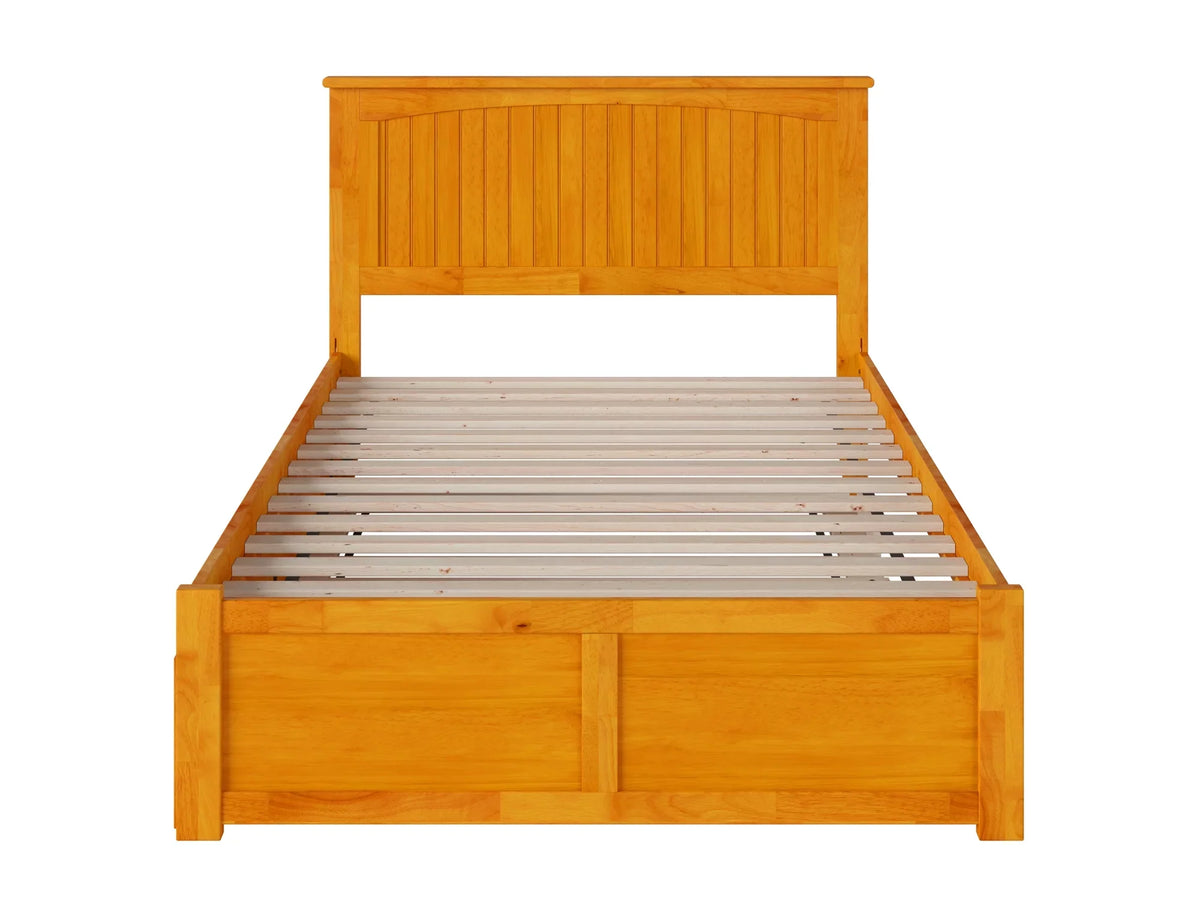 AFI Nantucket Full Size Platform Bed with Panel Footboard and Full Size Trundle in Caramel Latte