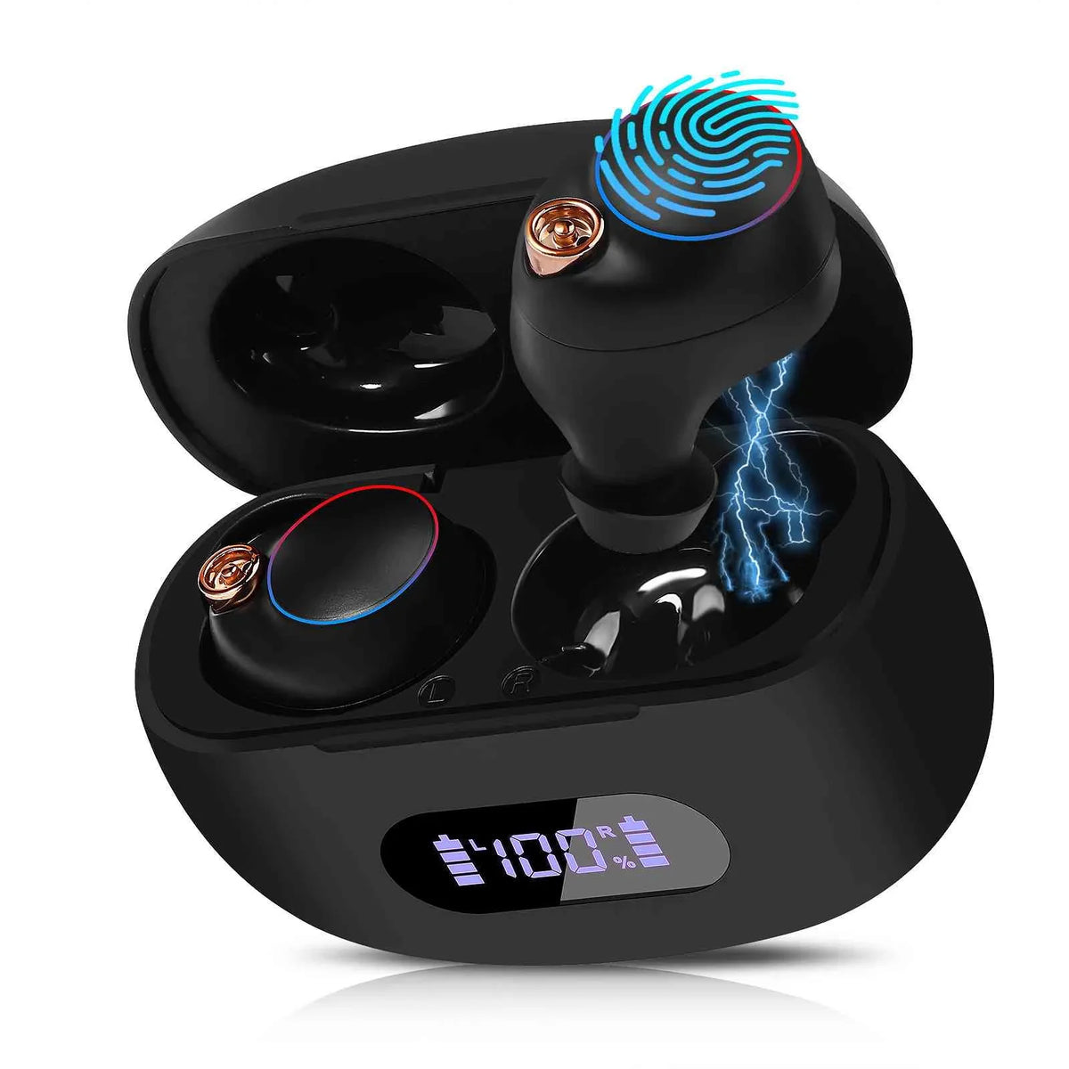 UrbanX True Wireless Bluetooth Earbuds + Charging Case, charcoal, Dual Connect, IPX5 Water Resistance, Bluetooth 5.2 Connection, Balanced, Bass Boost Compatible with  Tab M9