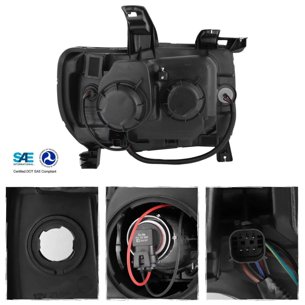 AKKON - For 2015-2022 GMC Canyon LED Light Bar DRL Projector Headlights Pair Housing - charcoal