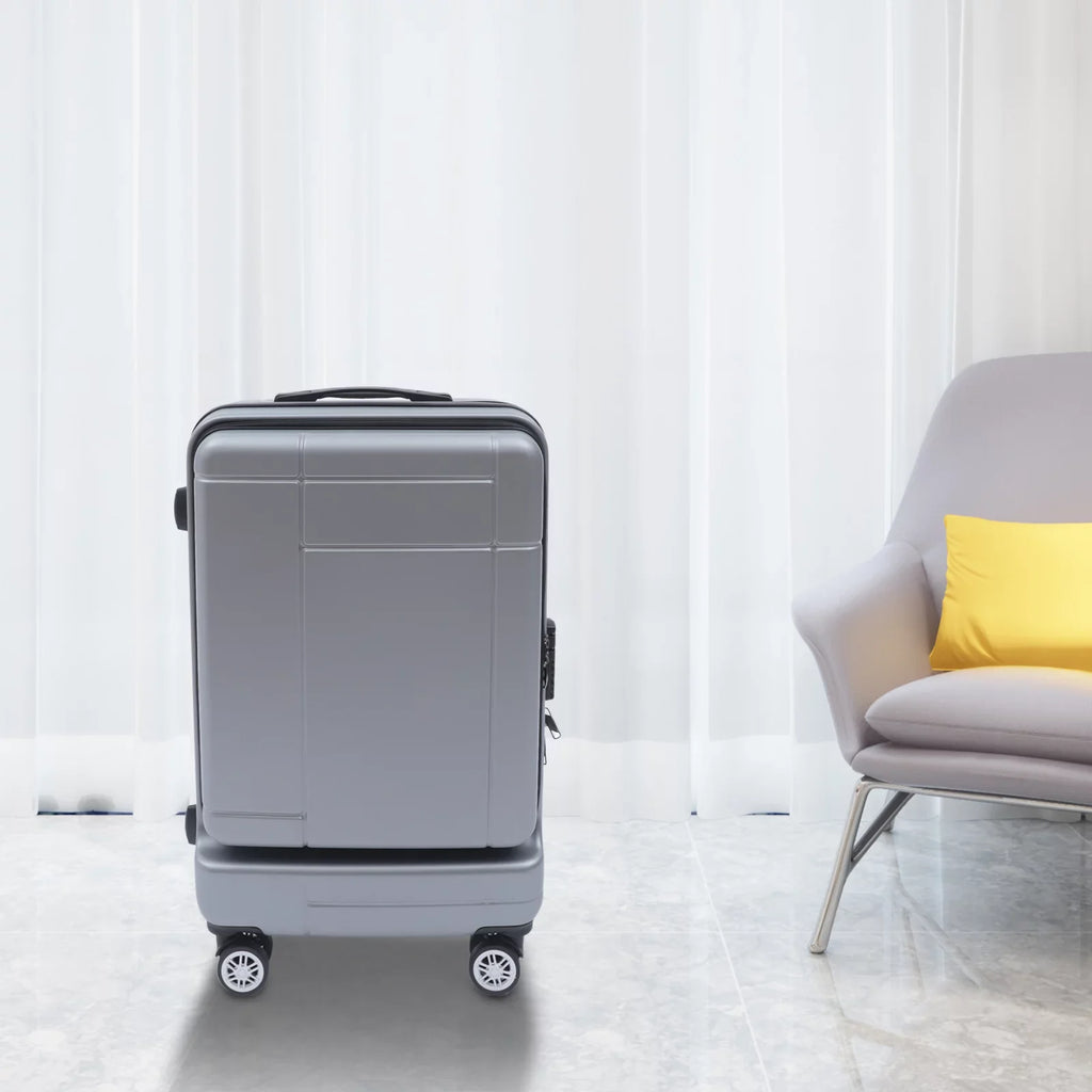 Wuzstar 24" Traveling Luggage PC+ABS Luggage Bags with TSA Lock Durable Spinner Wheels Hardside Carry On Suitcase , Silver
