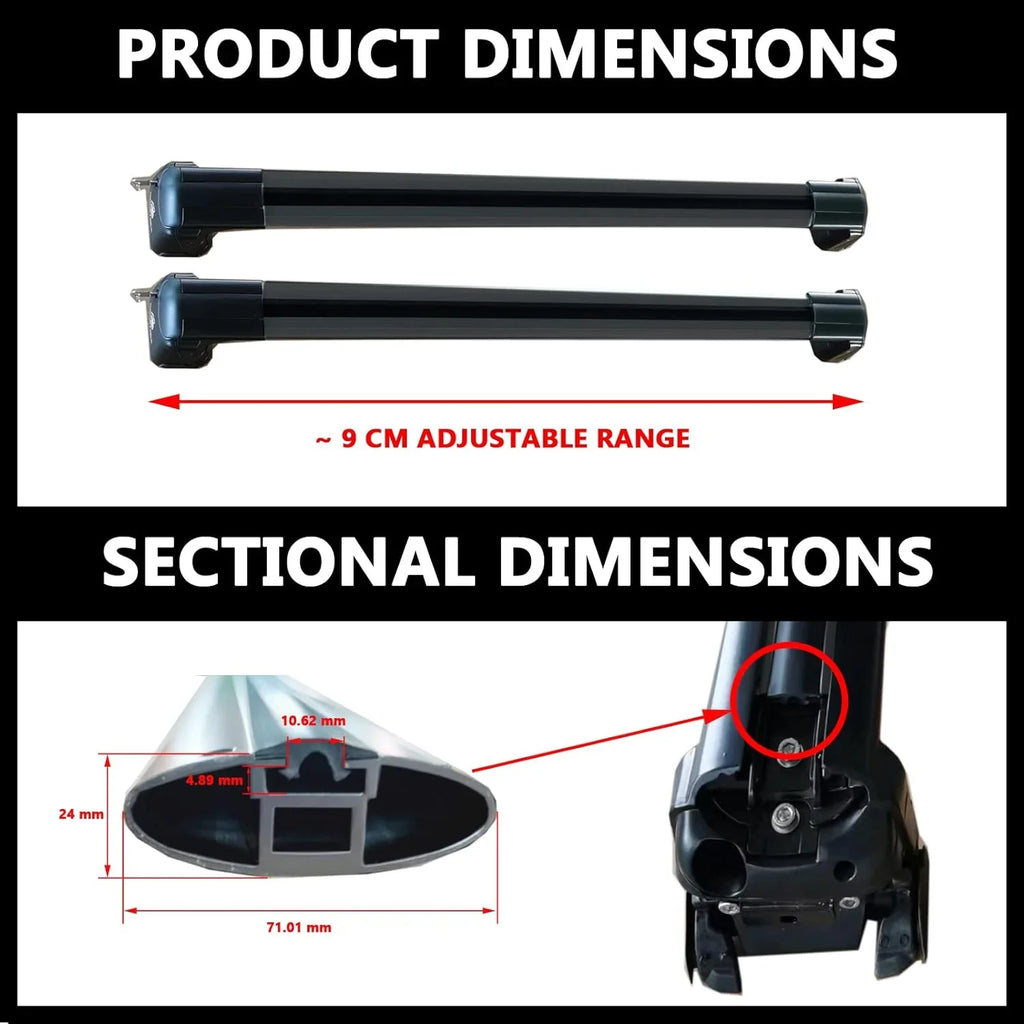 ROKIOTOEX Roof Rack Crossbars Fit for 2015-2019 Subar-u Outback Premier Touring Chrome Lush Side Rails, Cross Bars for Rooftop Cargo Box Luggage, Ski Board, Bike Carrier – ebony SO14T