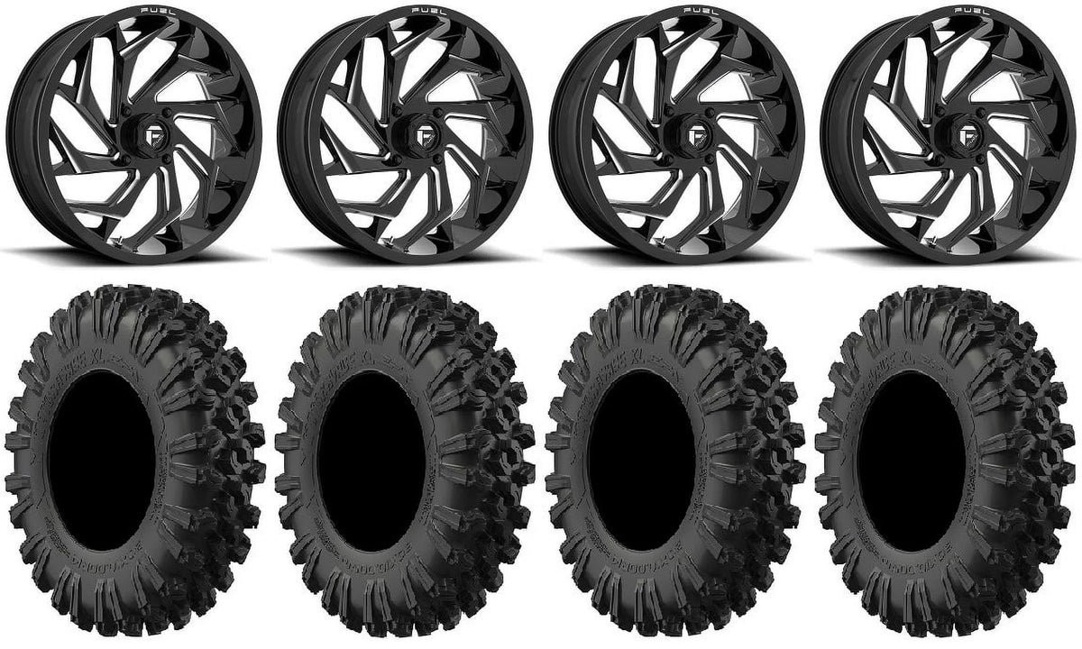 Fuel Reaction 18" Wheels ebony 40" MotoRavage XL Tires Kawasaki Teryx Mule