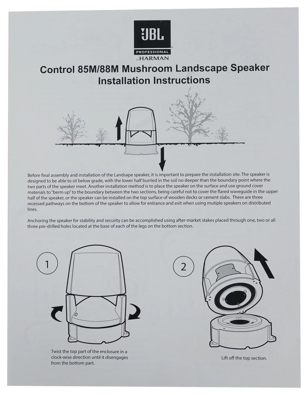 (3) JBL CONTROL 88M 8" Commercial 70v Outdoor Landscape Speakers + Amplifier