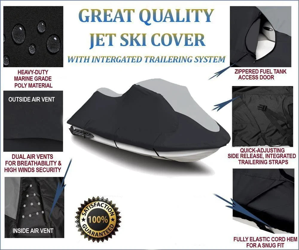 SUPER HEAVY-DUTY PWC 600D JET SKI Cover Compatible for Kawasaki Ultra 150 / JH1200 1998-2005 2 Seater
