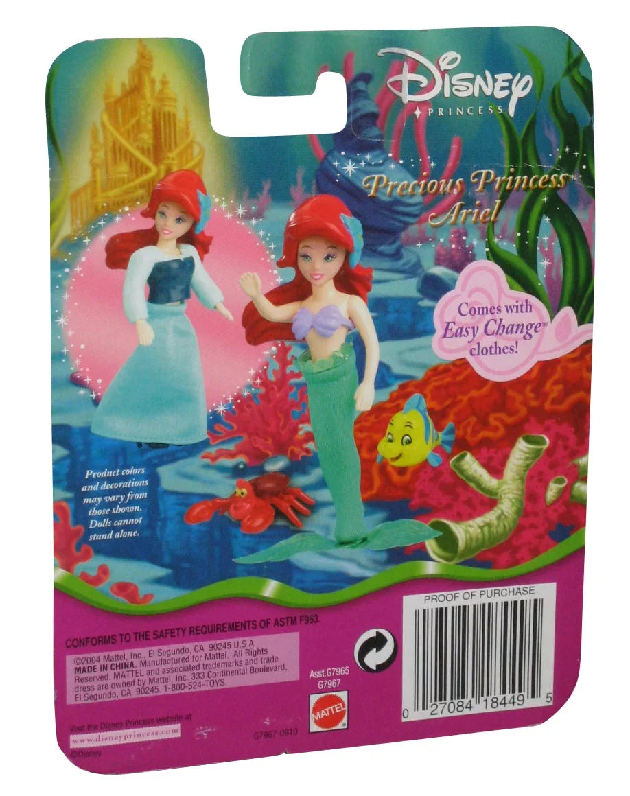 Disney Precious Princess Ariel (2004) Mattel Dress Up Figure Set w/ Flounder & Sebastian