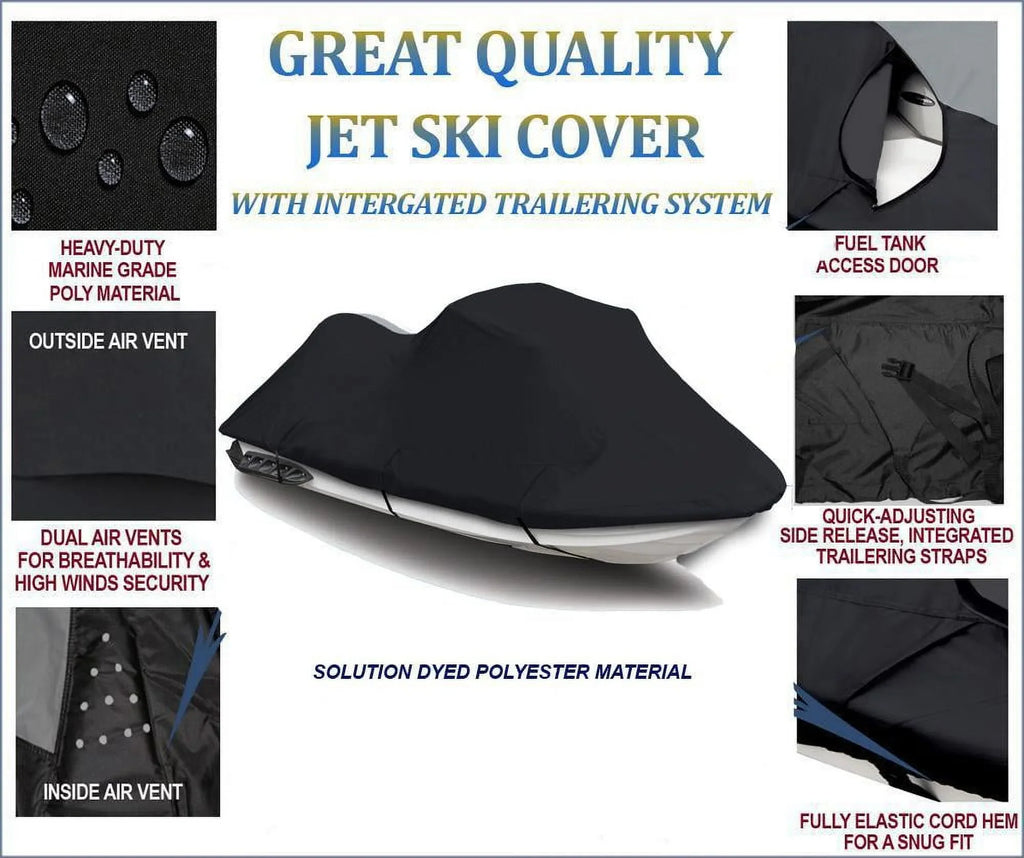 charcoal PWC 600D JET SKI Cover Compatible for Kawasaki STX 1100 / JT1100 1997 1998 1999