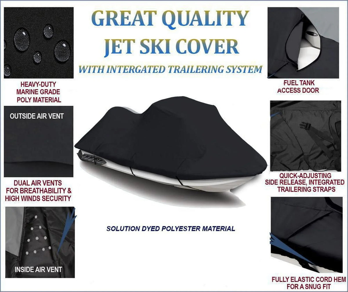 charcoal PWC 600D JET SKI Cover Compatible for Kawasaki STX 1100 / JT1100 1997 1998 1999