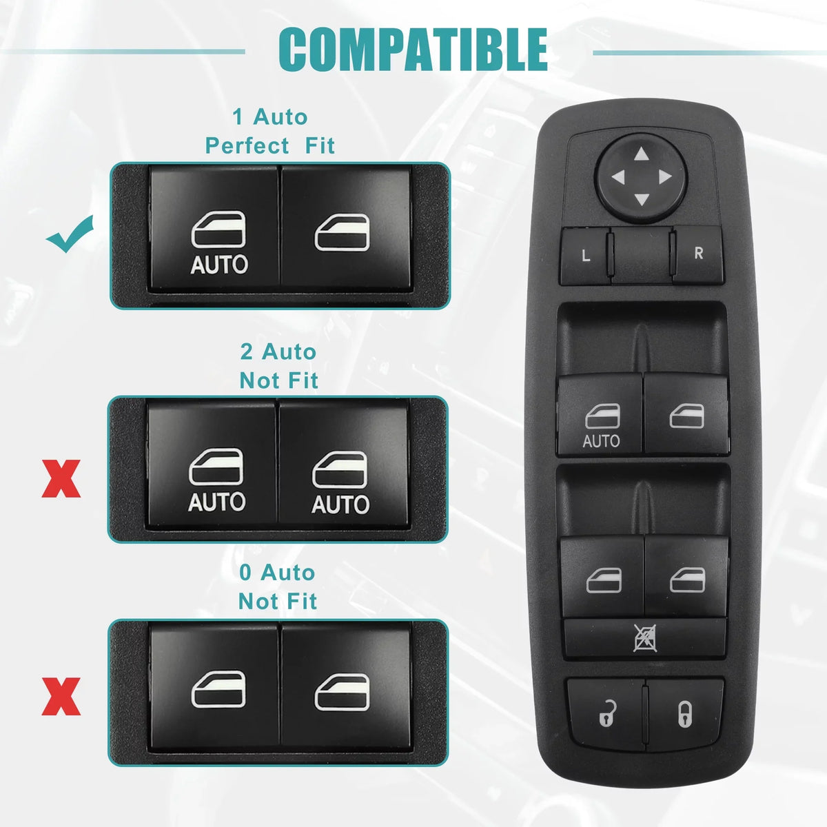Unique Bargains Front Left Driver Side Master Power Window Switch for Dodge Journey 2017 2018 2019 68307001AA ebony