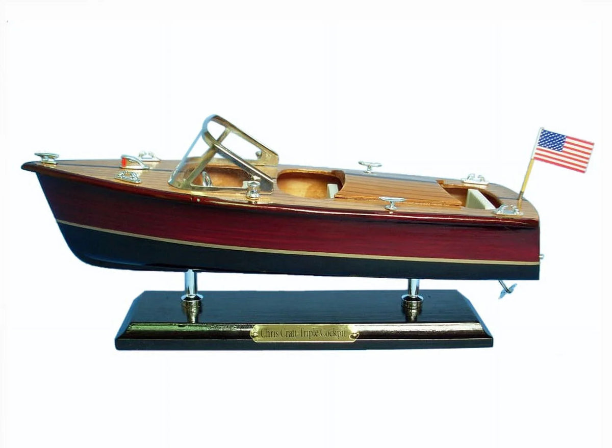 Decorative Speed Boat. Handcrafted Model Ships Triple Cockpit 14 Chris Craft Triple Cockpit 14 in