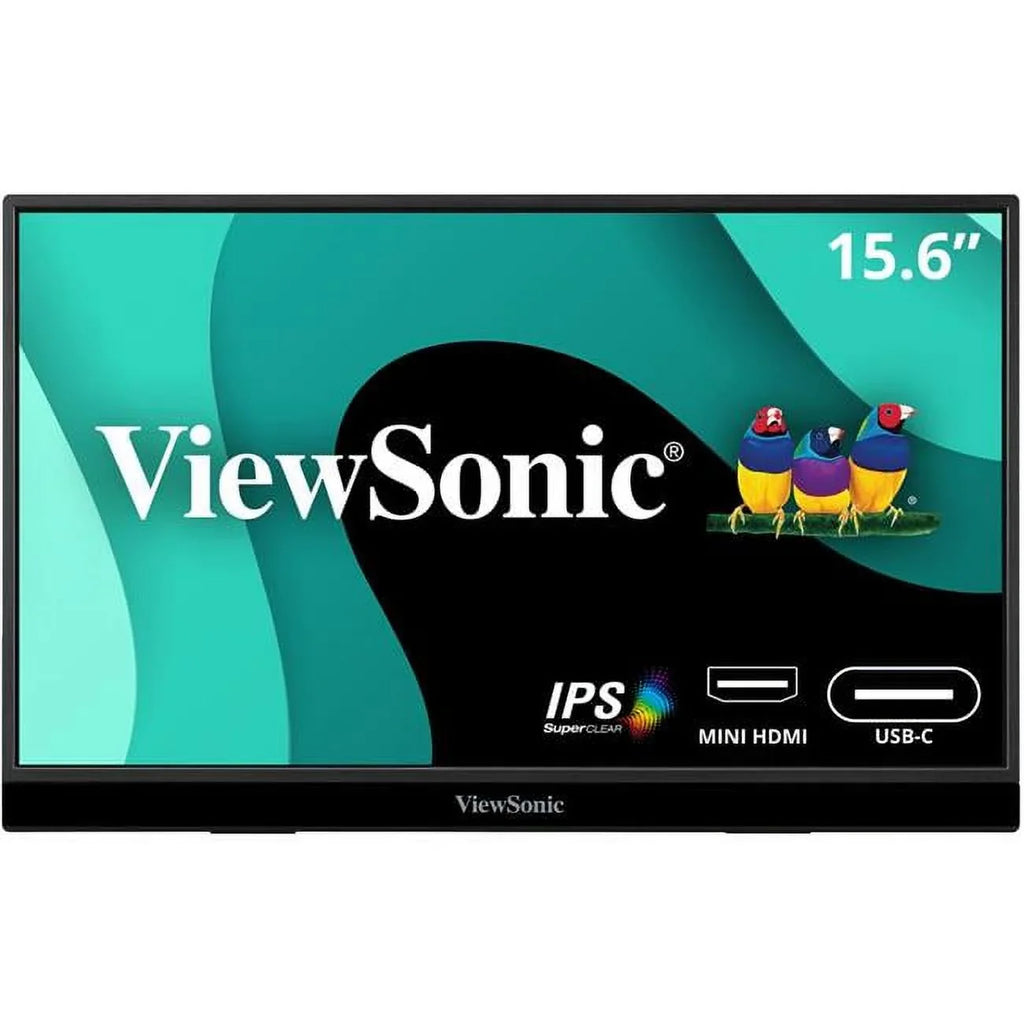 ViewSonic VX1655 15.6 1 inch 1080p FHD Portable LED IPS Monitor with 2 Way Powered 60W USB C, Mini HDMI, Dual Speakers, and Built in Stand with Tripod mount