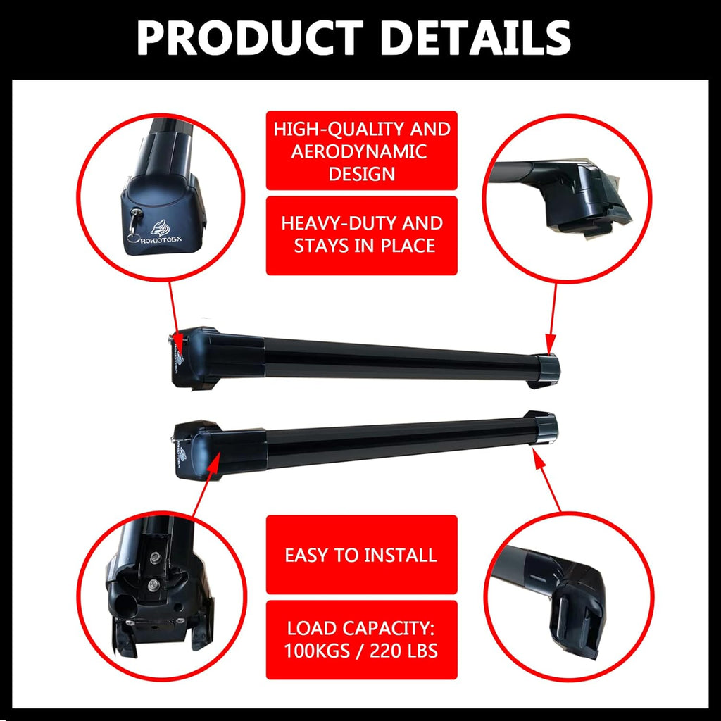 ROKIOTOEX Roof Rack Crossbars Fit for 2015-2019 Subar-u Outback Premier Touring Chrome Lush Side Rails, Cross Bars for Rooftop Cargo Box Luggage, Ski Board, Bike Carrier – ebony SO14T