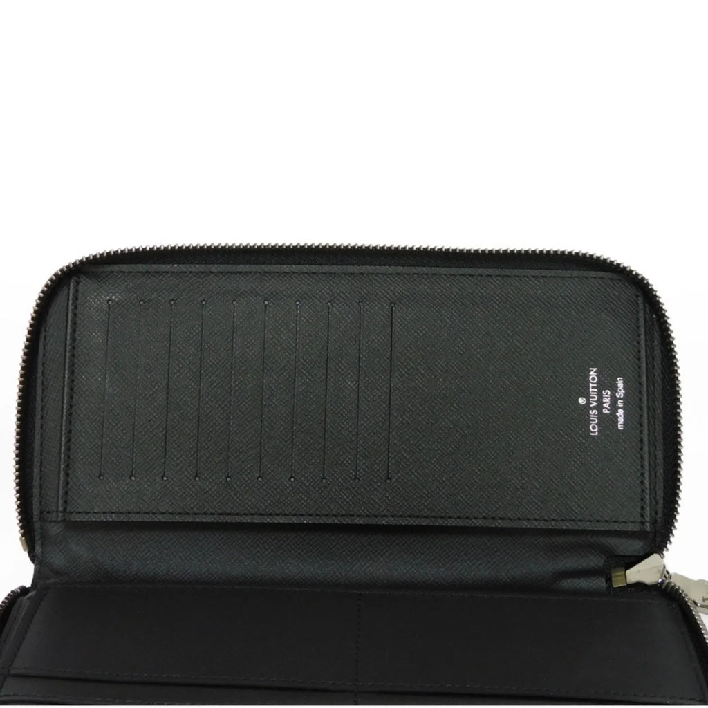 Pre-Owned LOUIS VUITTON Long Wallet Zippy Vertical LV Logo Round Zipper Monogram Eclipse Noir M62295 Men's Billfold (Good)