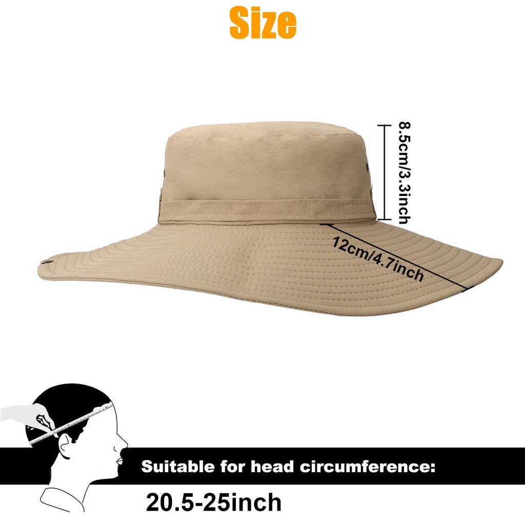 Men Women Wide Brim Sun Hat UV Protection Bucket Cap for Fishing Hiking Garden