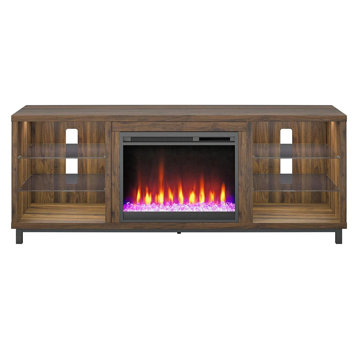 Ameriwood Home Lumina Deluxe Fireplace TV Stand for TVs up to 70" in dark