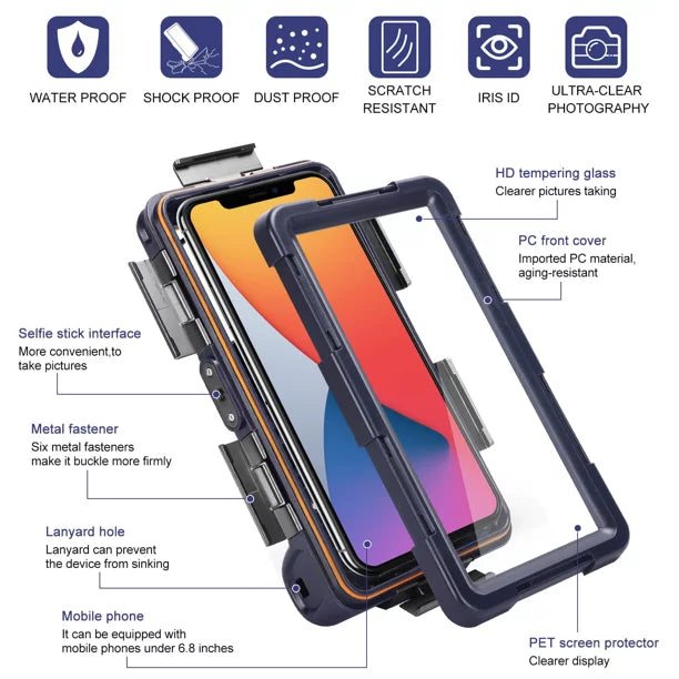 UrbanX Professional [15m/50ft] Swimming Diving Surfing Snorkeling Photo Video Waterproof Protective Case Underwater Housing for ZTE Axon 11 SE 5G And all Phones Up to 6.9 inch LCD with Lanyard