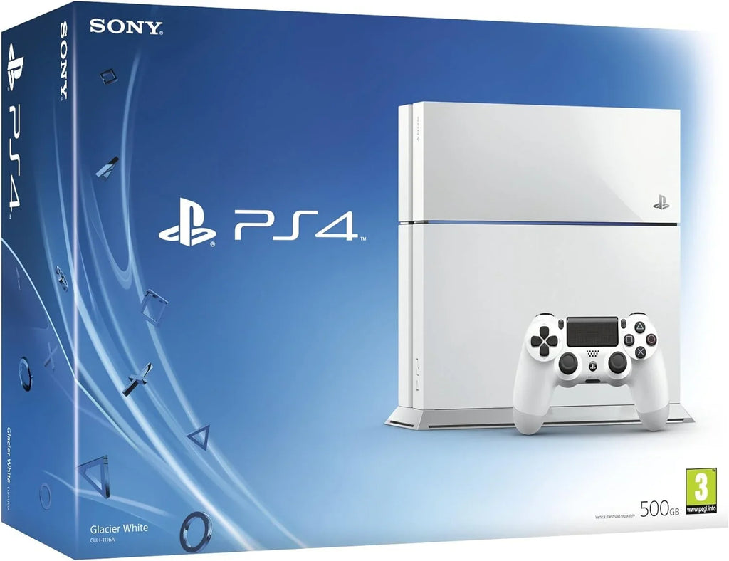 PlayStation 4 500GB Only White Gaming Console with Gaming Head Set BOLT AXTION Bundle Used