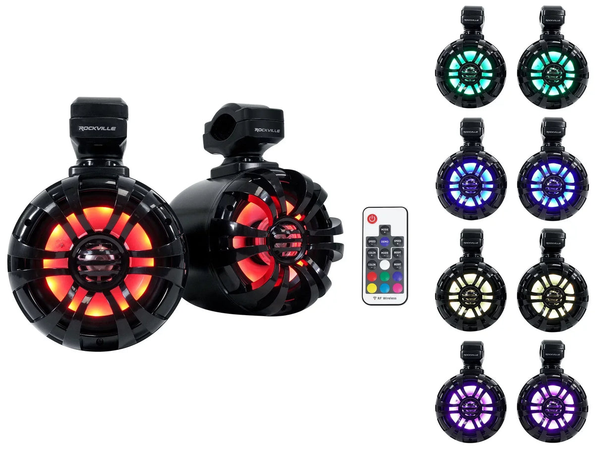 (2) Memphis Audio GEN65FE Pods+LED Tower Speakers+Amp For 2016+ Polaris General