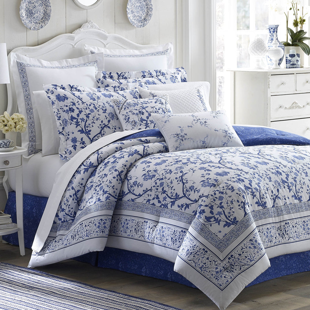 Laura Ashley Collection Perfect Decorative Throw Pillow, Premium Designer Quality, Decorative Pillow for Bedroom Living Room and Home D cor, 1 Count (Pack of 1), Charlotte Blue/White Throw Pillow (16" x 20") Charlotte Blue/White