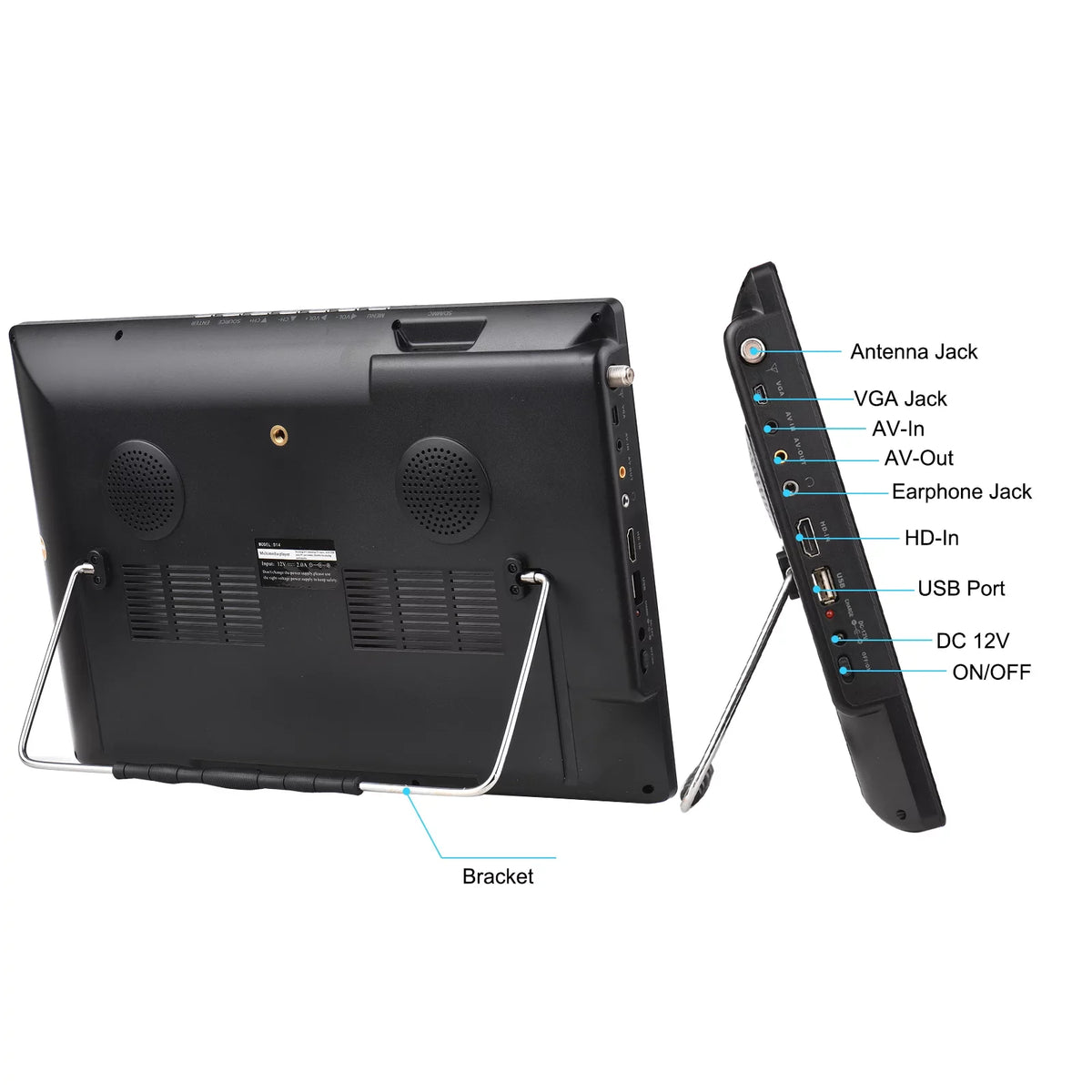 LEADSTAR D14 14-25mm ATSC Digital TV Player Portable TV Car Television Player Card U Disk Playback with Remote Control
