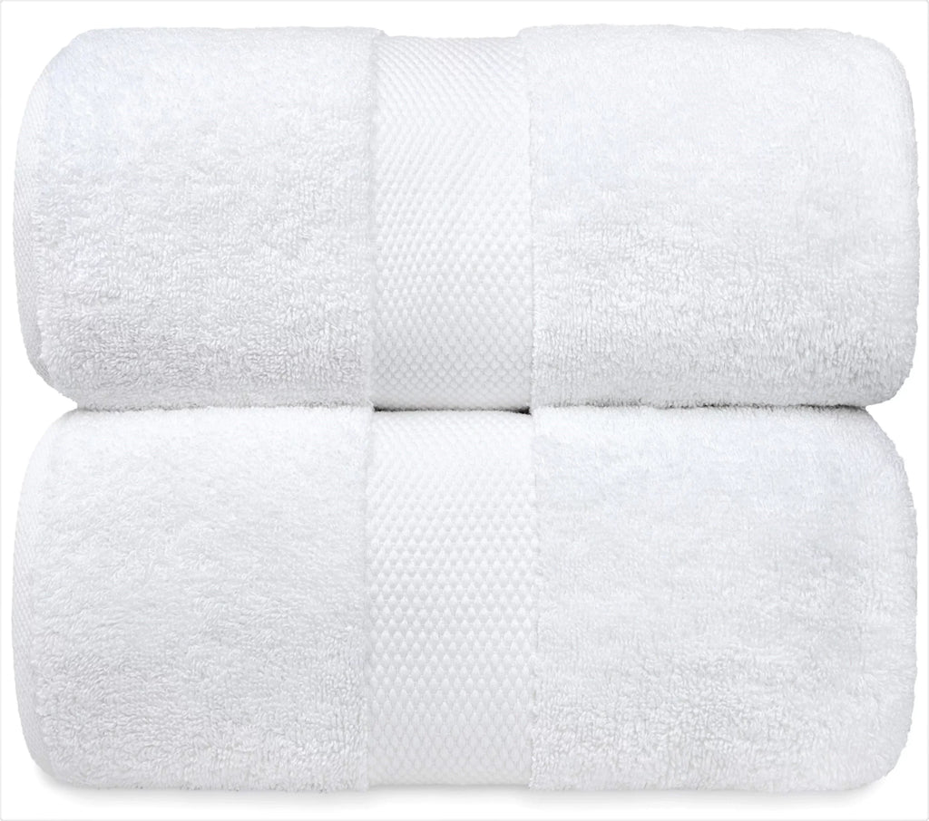 White Classic Luxury White Bath Towels - Large 30x56 1 inch, 100% Cotton American Linen Big White Towels, 2-Pack Bathroom Sheets | Set of 2, White