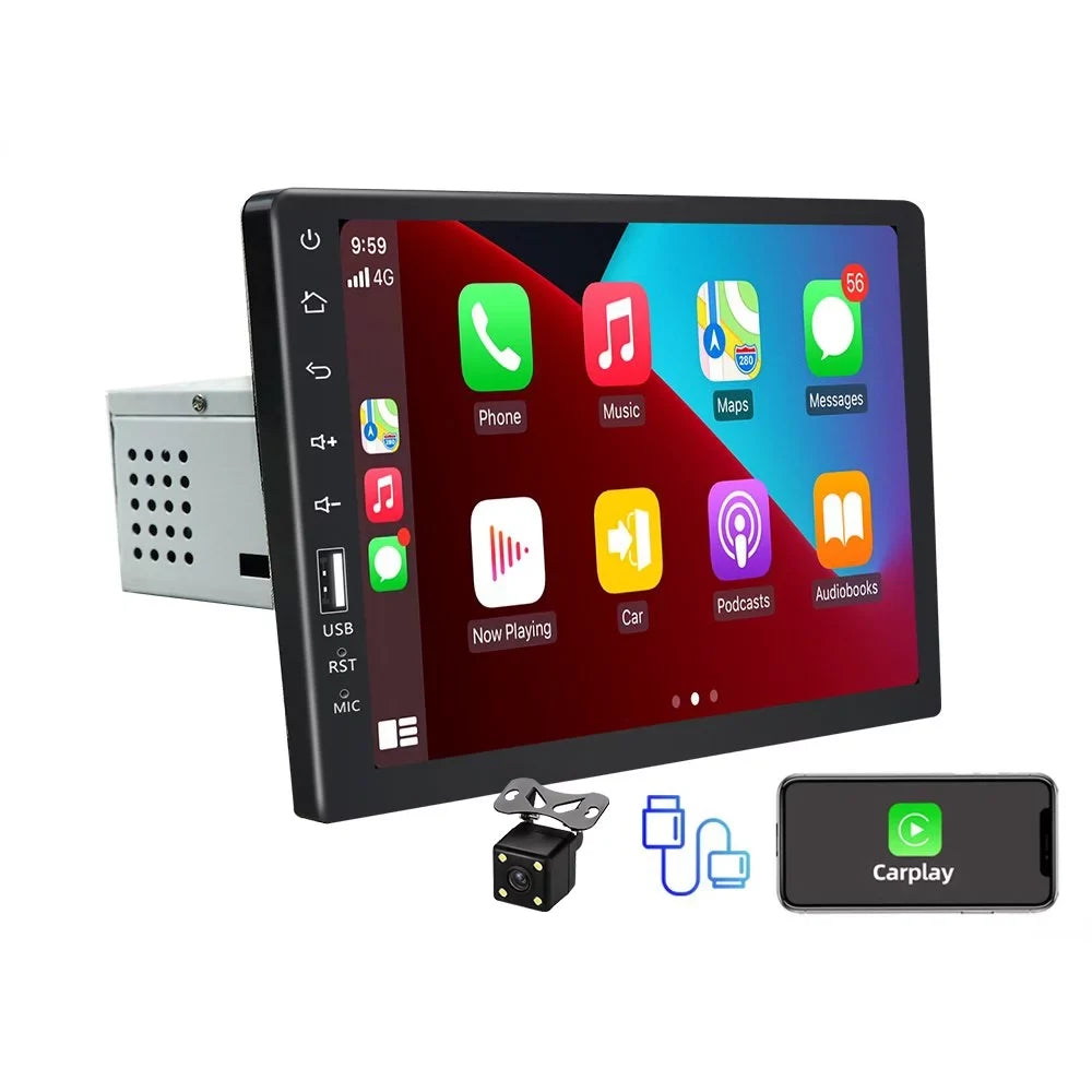 JMANCE MP5  Carplay Android Auto Car Audio GPS 9" Single Din FM Radio with Camera