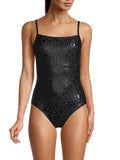 DKNY ebony Leopard-Print One-Piece Swimsuit, US Small