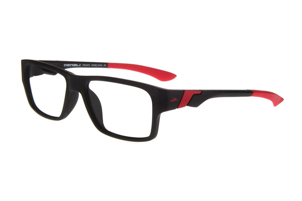 NEW DENALI Eyewear Matte ebony & Red TREKKER Eyeglasses 54/17/145