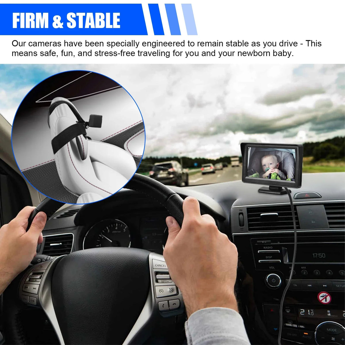 Car Back Seat Camera, EEEkit 12V Baby Car Mirror with 4.3-25mm HD Screen, Night Vision, 120° Wide Crystal Clear View, Rear Facing Safety Car Seat Mirror Camera Observe the Baby's Every Move, charcoal