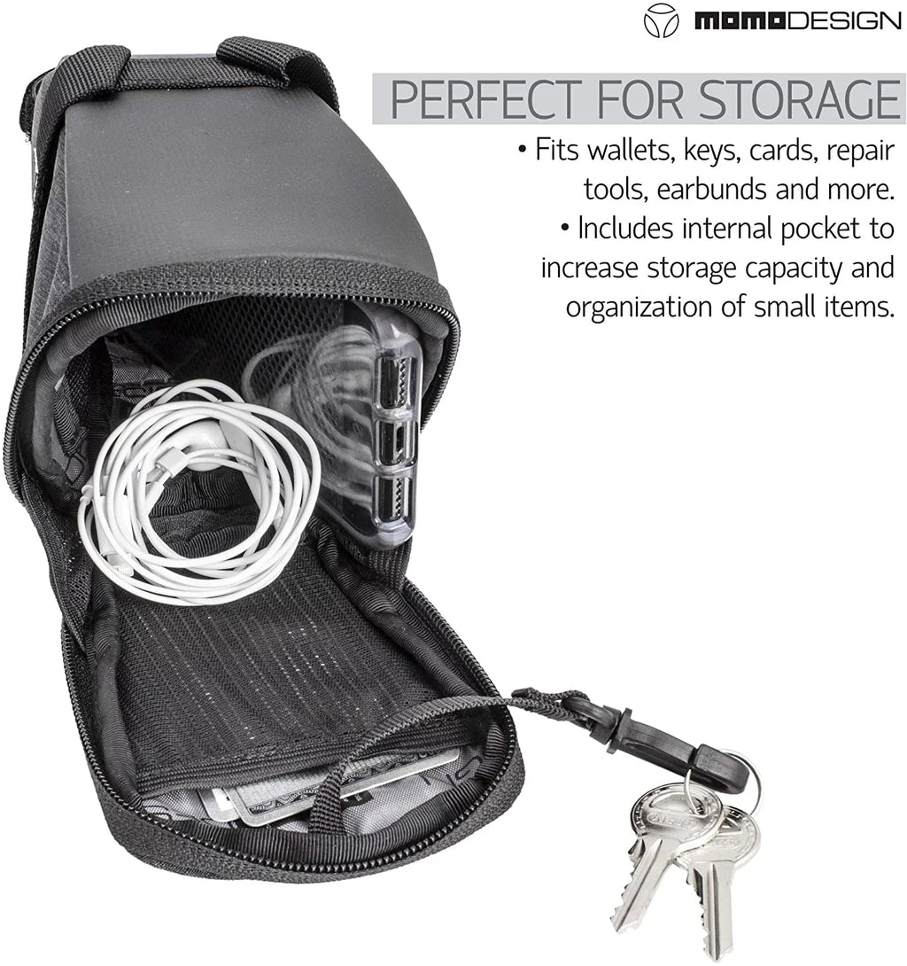 MOMODESIGN Bike  Saddle Bag  Weather Safe  Perfect for Storage  Led Tail Light & Reflective Design  Capacity of 1.2 L