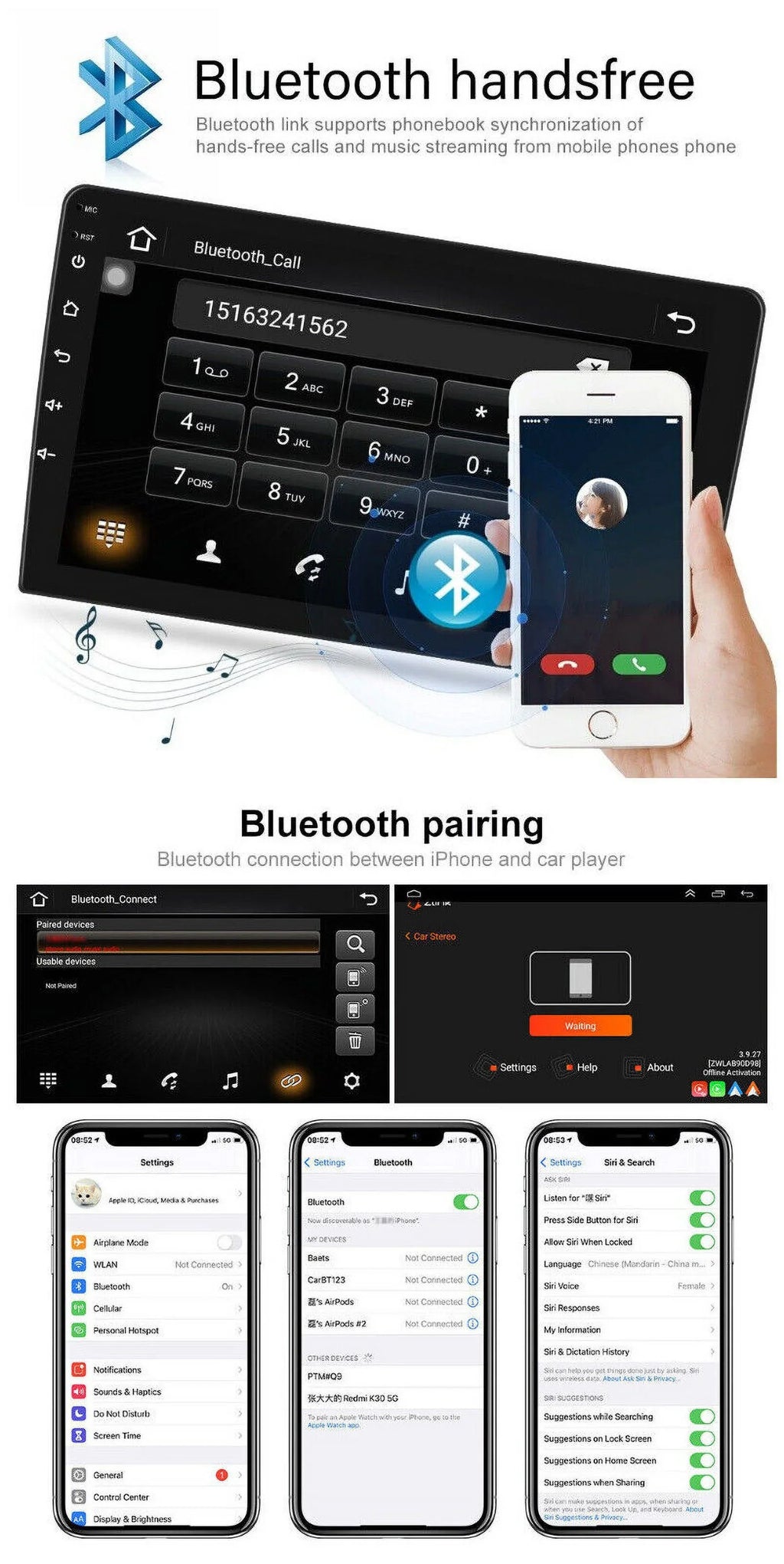 10.1" 1280*720 IPS Android 12 Wifi 2+32GB Car Stereo Radio Carplay GPS Navigation For  Corolla 2014 2015 2016