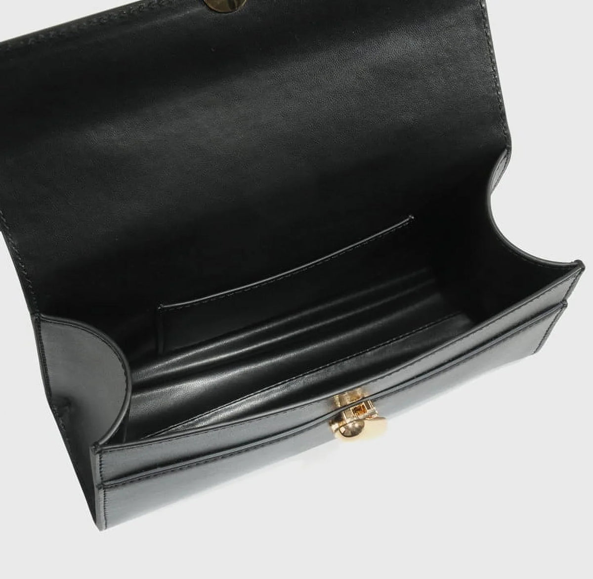 Qi Partner Handbags for Women The Symmetry Leather Top Handle Pochette Bags in ebony