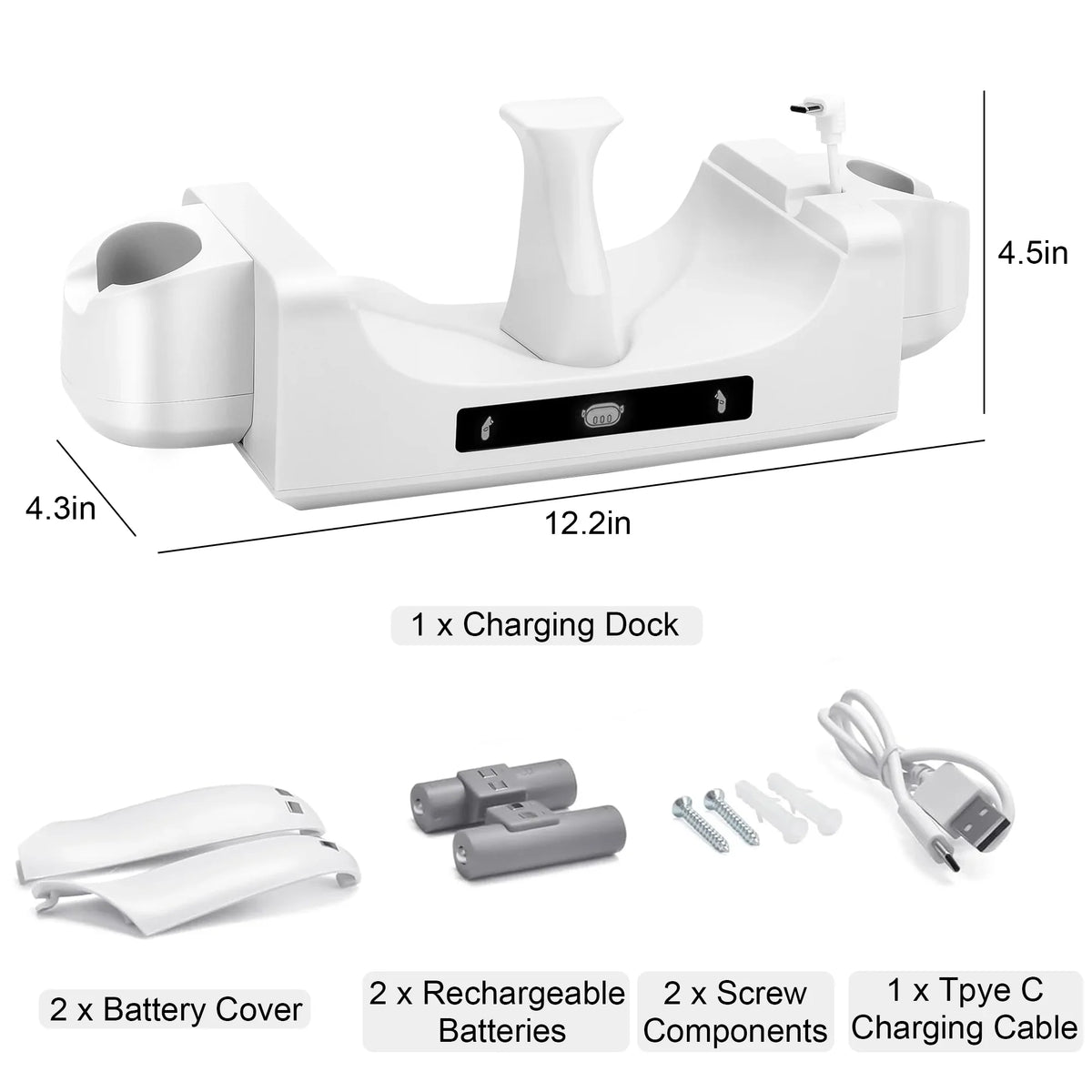 EEEkit Charging Station Fit for Oculus/Meta Quest 3 Headset and Controller, Dual-use Charging Stand with 2 Rechargeable Batteries, Battery Cover, Wall Mount Charging Dock