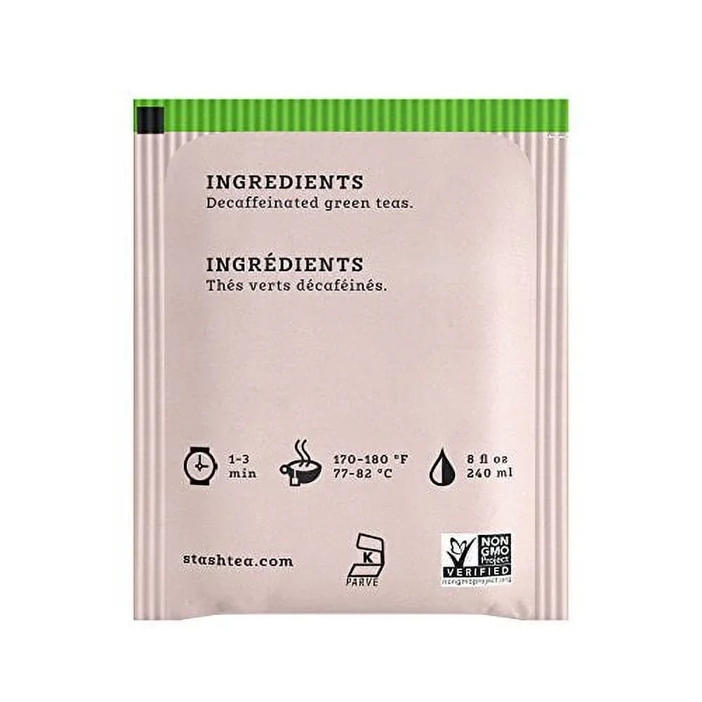 Stash Tea Decaf Premium Green Tea, Box of 100 Tea Bags (Packaging May Vary)