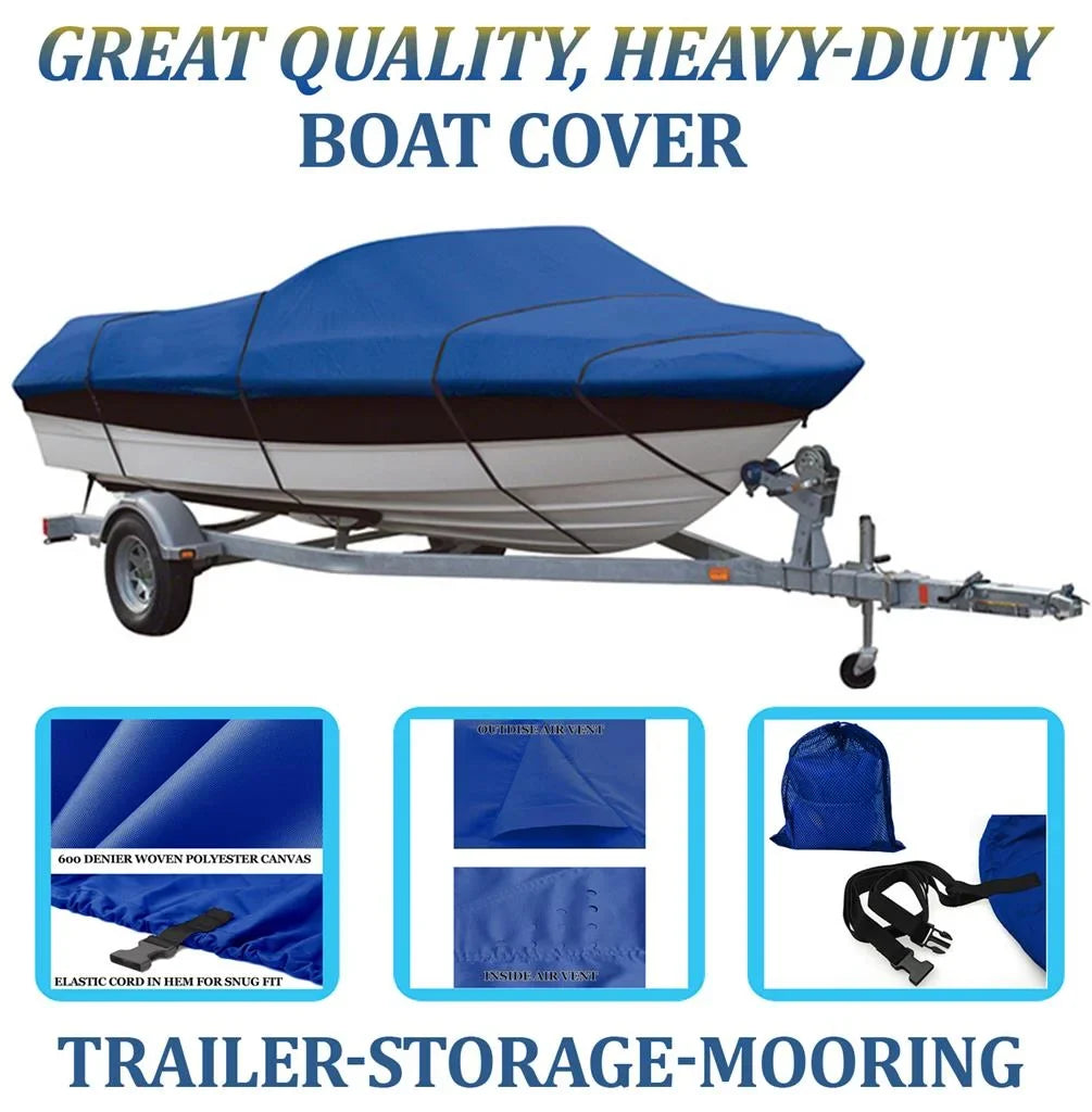 BLUE, GREAT QUALITY BOAT COVER Compatible for ASTRO QUICKFIRE 16 GT O/B 1990