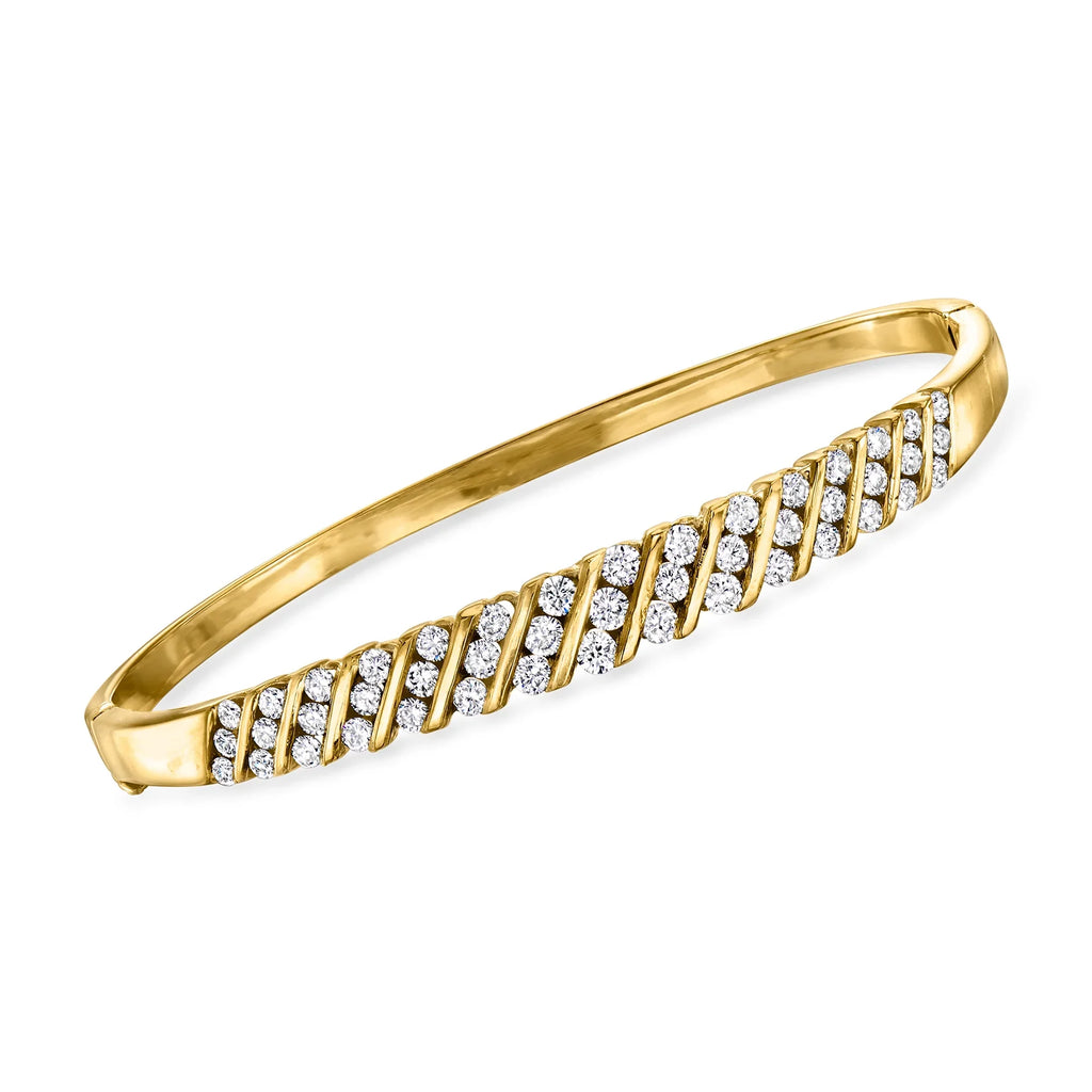 Diamond Bangle Bracelet in 14kt Yellow Gold, Women's, Adult, Pre-Owned. t.w. 1990 Vintage 2.00 ct. Ross-Simons C