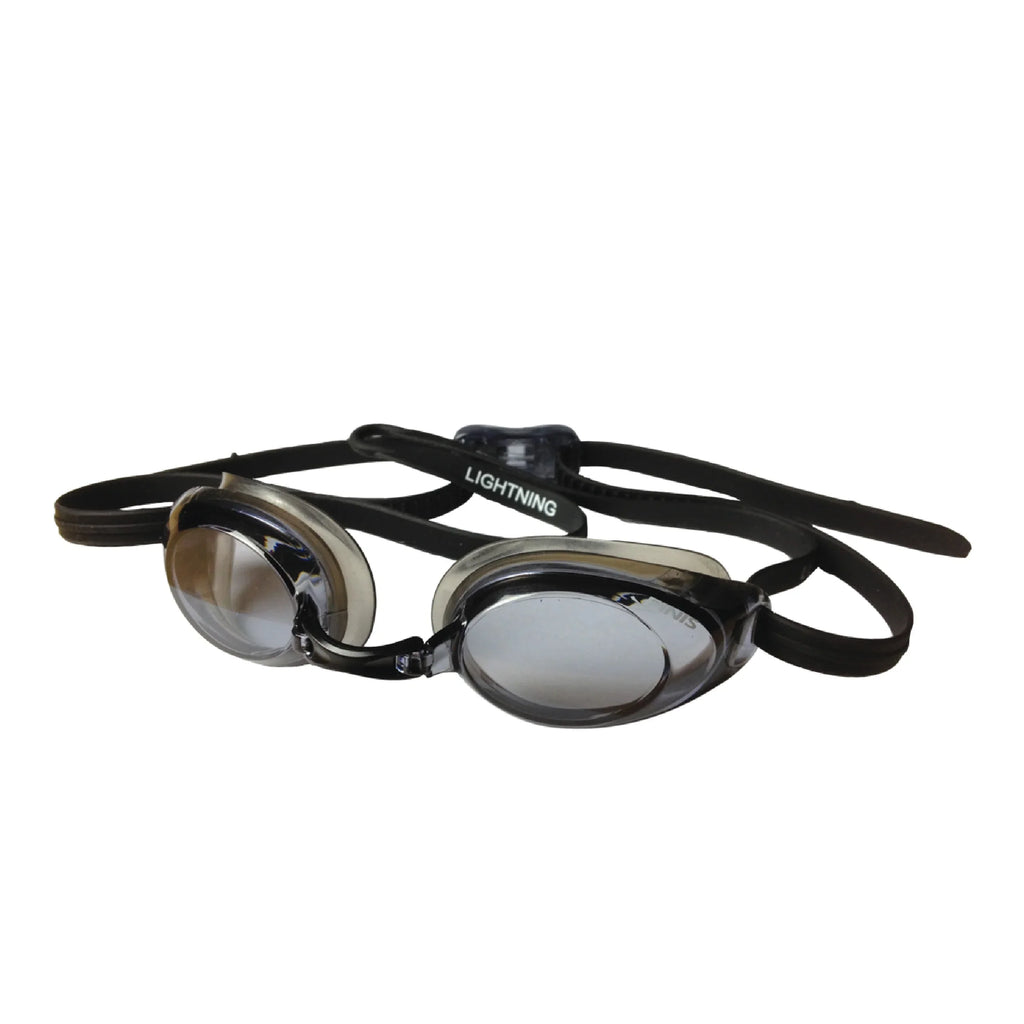 FINIS Lightning Goggles - Competitive Swim Goggles for Women and Men - Watertight Swimming Goggles with Adjustable Silicone Straps - Adult Swim Goggles with 4 Interchangeable Nose Pieces - dark/Smoke