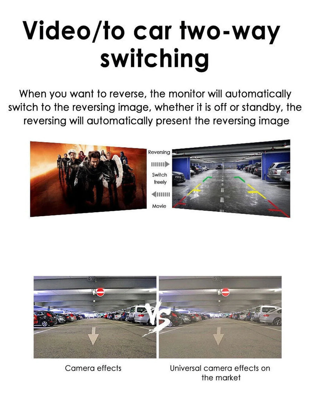 KingFurt  Car Night Vision Backup Camera Kit 5" Wireless Monitor HD Rear View Waterproof