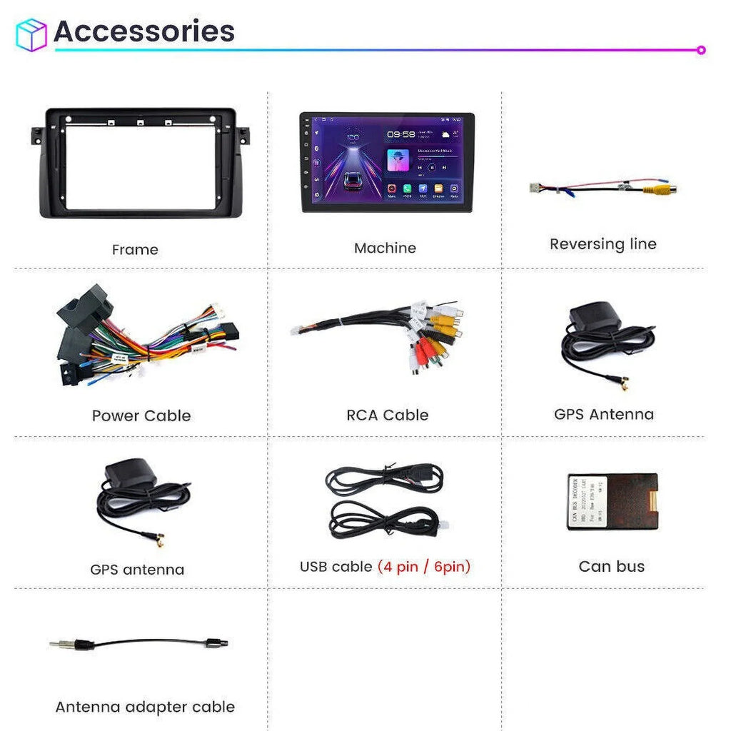 Android 12 Car Radio Stereo for  E46 M3 9 inch Touch Screen 2+32GB USB RDS  Carplay Android Auto HD WIFI GPS FM Bluetooth