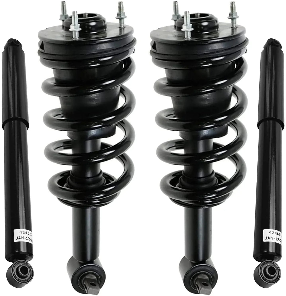 Electronic Susp.] Complete 2 Front Struts w/Coil Spring 2 Rear Shock Absorbers 2008 2009 2010 2011 2012 Replacement. Detroit Axle - Struts Shocks for 2007-2013 GMC Chevy Silverado Sierra 1500 [Exc