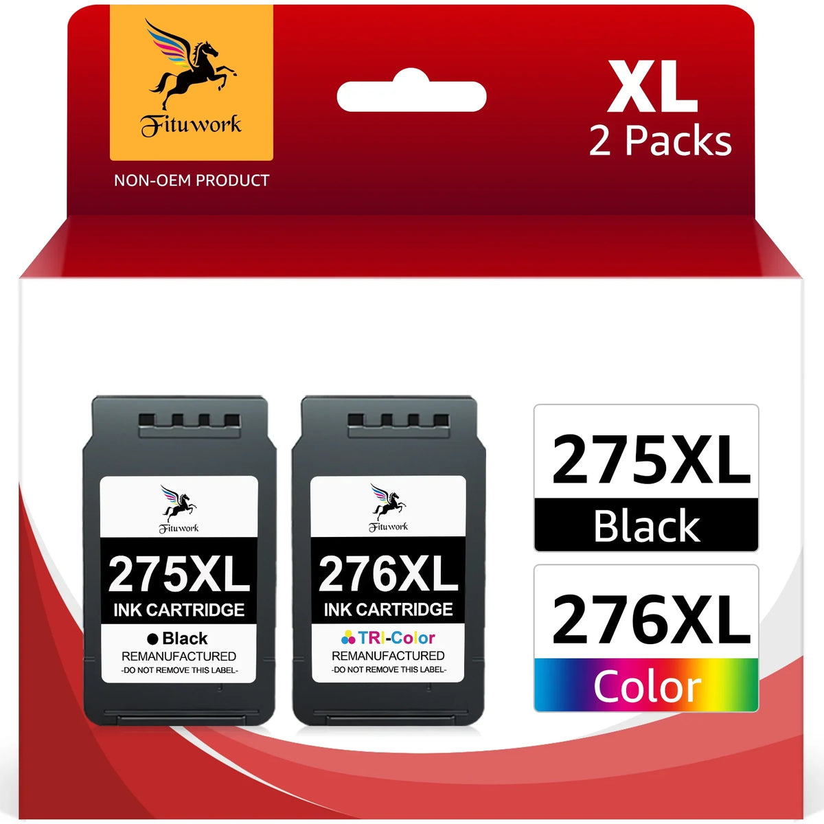 275XL Ink Cartridges Replacement for  Ink 275 and 276 for PIXMA TS3520 TS3522 TS3500 TR4720 TR4700 Printers(charcoal and Color, 2 Pack)