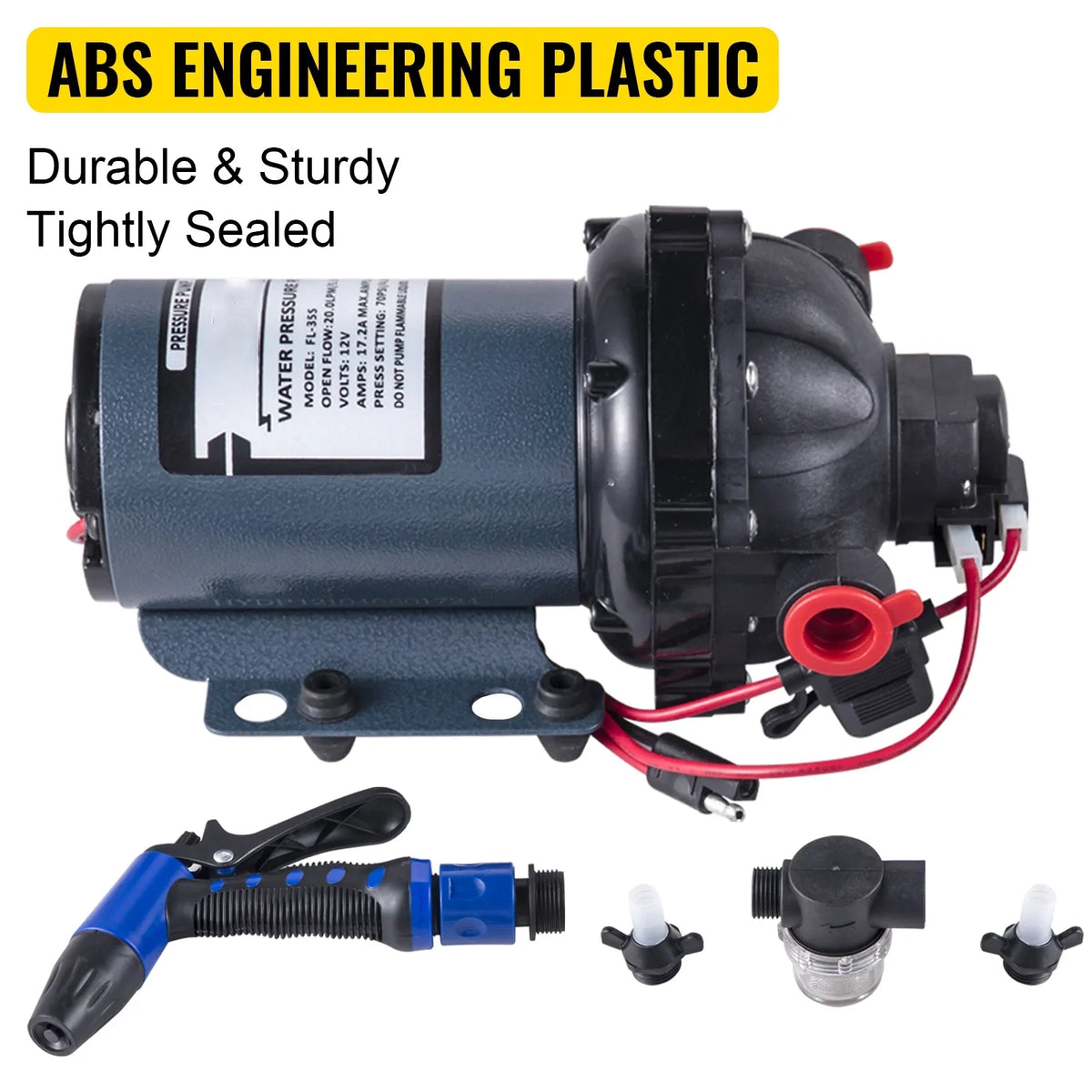 BENTISM RV Water Pump 5.3 GPM 5.5 Gallons Per Minute 12V Water Pump Automatic 70 PSI Diaphragm Pump with 25 Foot Coiled Hose Washdown Pumps for Boats Caravan Rv Marine Yacht