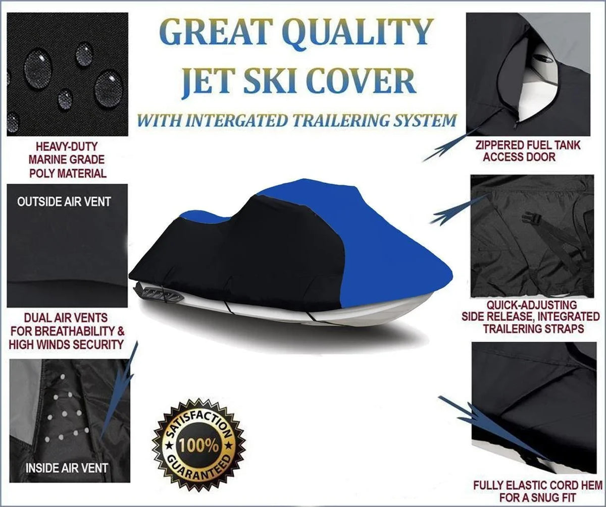 dark / BLUE HEAVY-DUTY, 600 D Compatible for Kawasaki Ultra LX 2007 2008 2009 2010 2011 2012 2013 2014 2015 2016 2017 2018 2019 2020 2021 2022 / 250X 2007 2008 Jet Ski Watercraft Cover