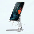 Foldable Mobile Phone Stand Holder, Can Reduce Neck Fatigue and Pain, Thickened Aluminum Desktop Stand Compatible with All Mobile Phones, iPhone, Desktop Accessories 4-8'' (Grey)