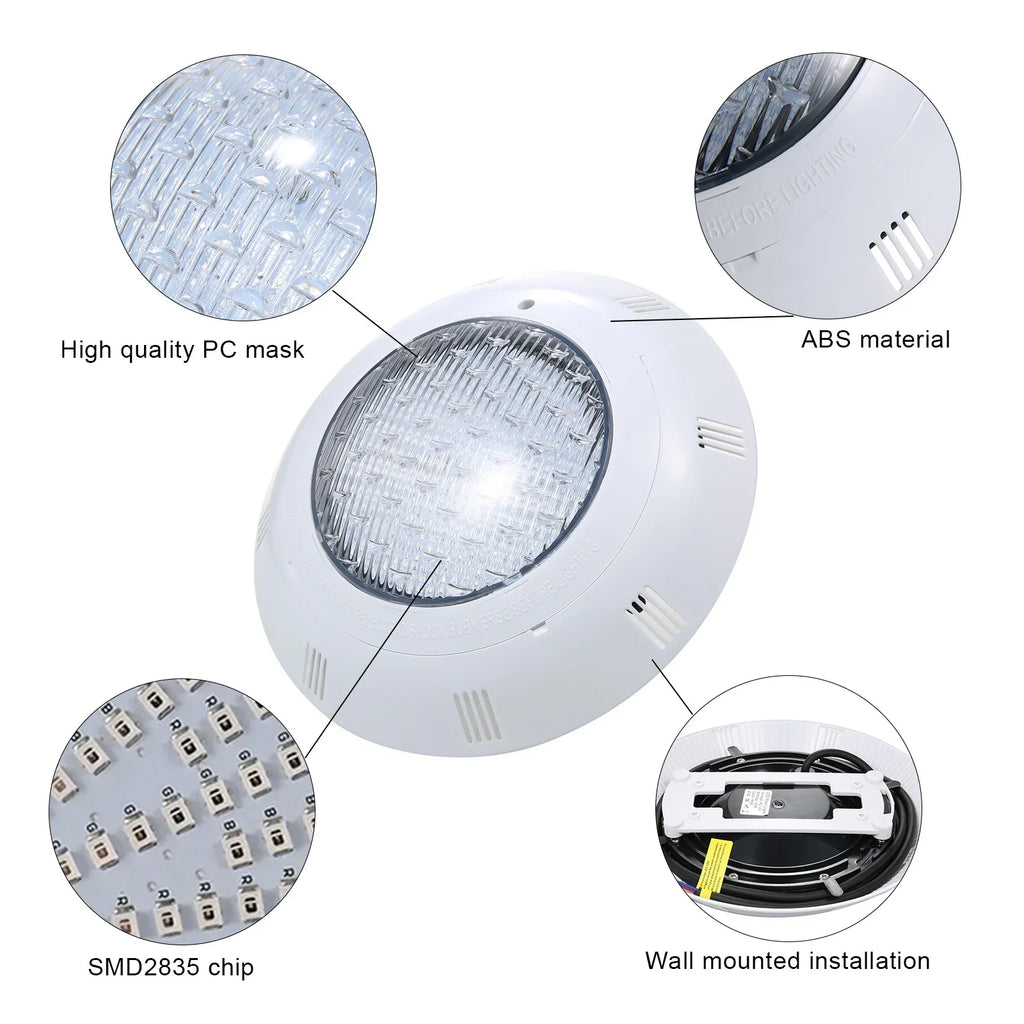AC12V 45W LED RGB Swimming Pool Lights 7 Color Changing Underwater Lamp IP68 Waterproof Pool Light with Remote Control