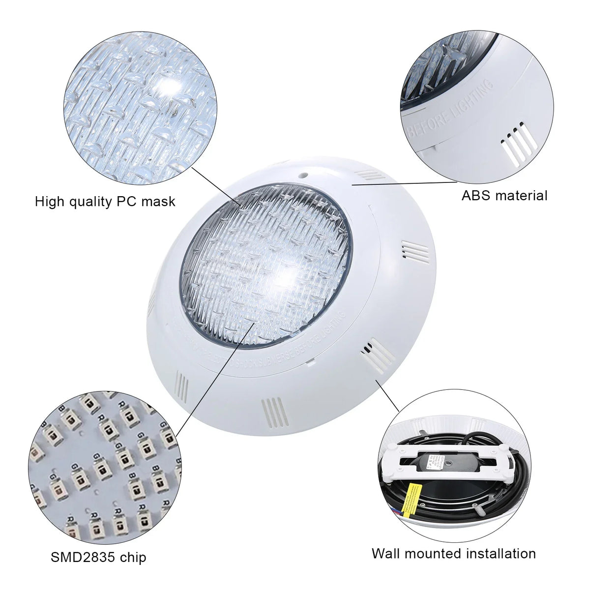 AC12V 45W LED RGB Swimming Pool Lights 7 Color Changing Underwater Lamp IP68 Waterproof Pool Light with Remote Control