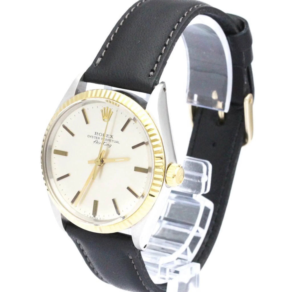 Authenticated Used Vintage ROLEX Oyster Perpetual Airking Steel 18K Yellow Gold Mens Watch BF560275