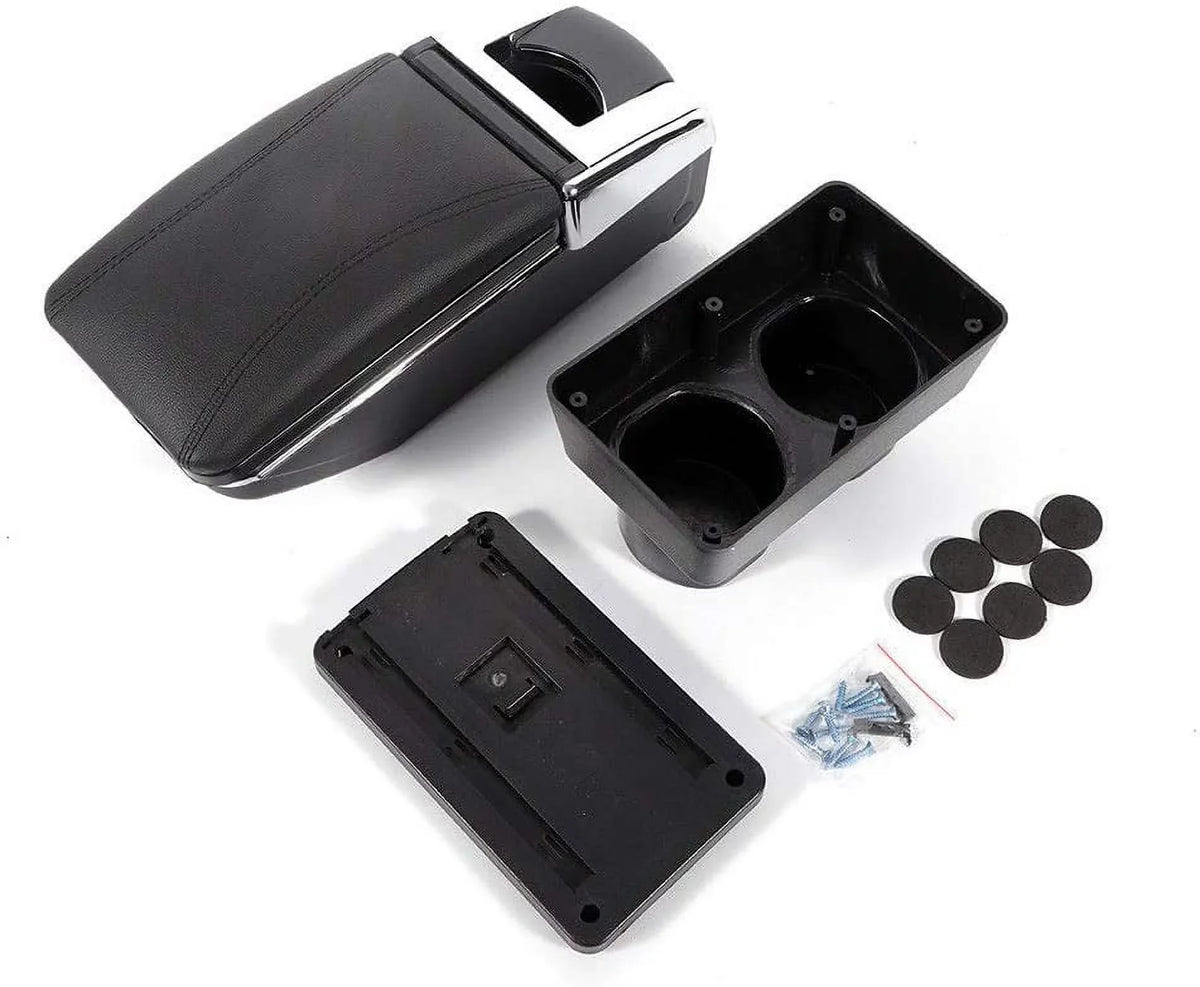 WUZSTAR Automotive Rotatable dark Armrest Console Storage Box Leather Cup Holder Storage Case