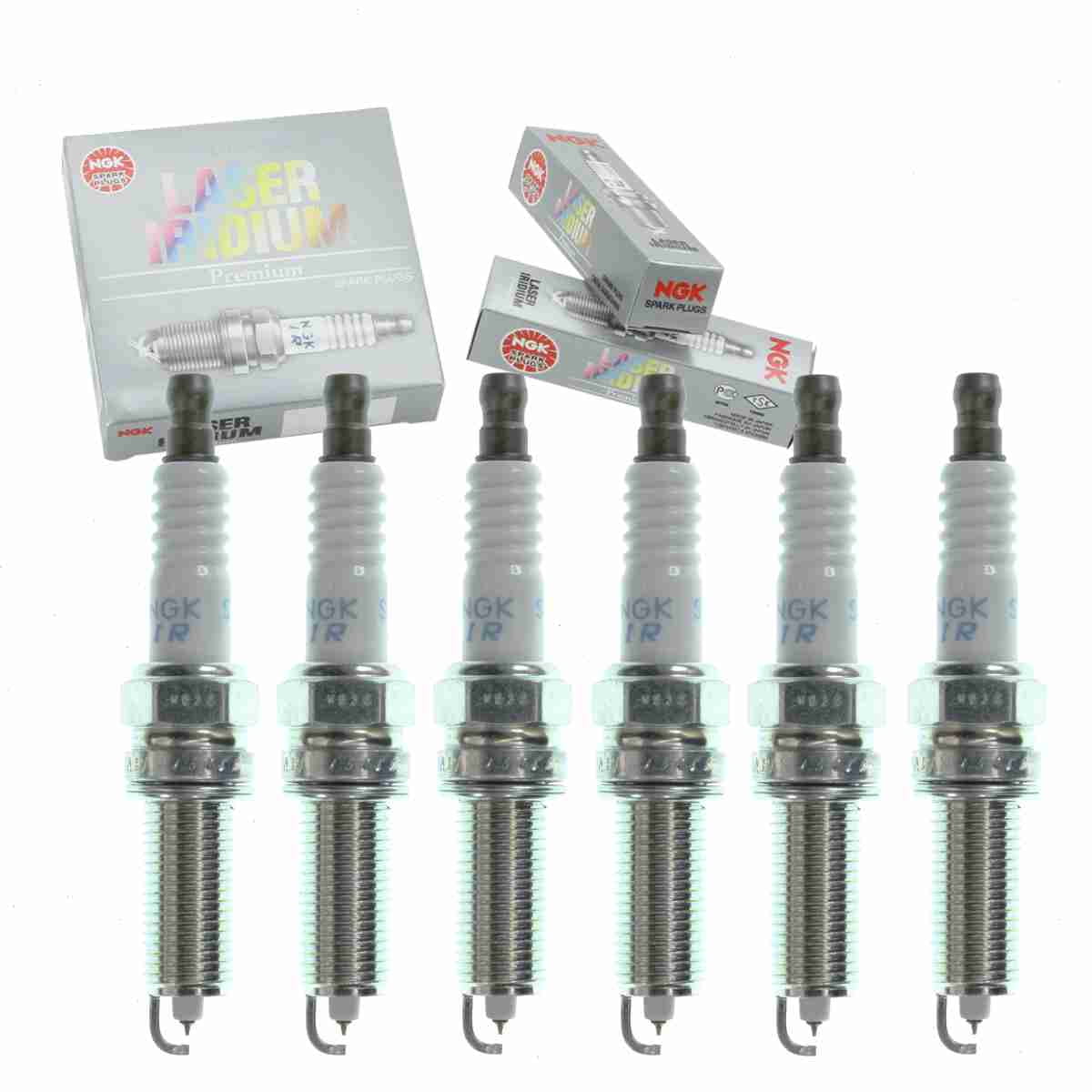 6 pc NGK Laser Iridium Spark Plugs compatible with Hyundai Genesis Coupe 3.8L V6 2010-2016