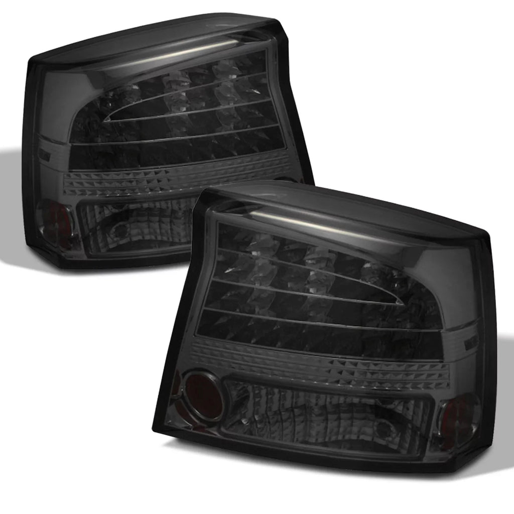 AKKON - [LED Tail + Headlights]Fits 2006-2008 Dodge Charger Dual Halo Headlights + Tail Lights in ebony Smoke Housing